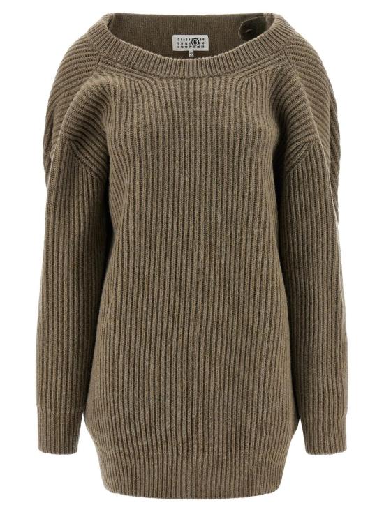  MM6 메종마르지엘라 숏 원피스 Mm6 메종 마르지엘라 버진 울 숏 드레스 베이지 - MM6 MAISON MARGIELA