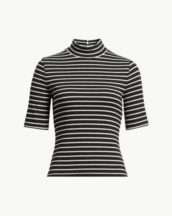  랙앤본 반팔 티셔츠 Rag & Bone 니트 스트라이프 립 티셔츠 블랙 멀티