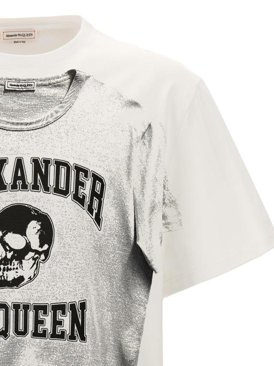  알렉산더 맥퀸 반팔 티셔츠 투톤 코튼 티셔츠 - ALEXANDER MCQUEEN