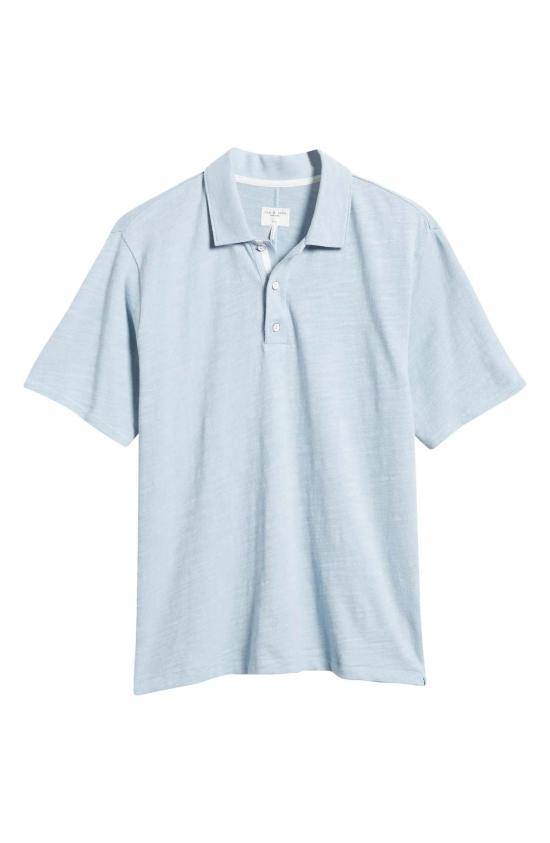  랙앤본 폴로 티셔츠 Rag & Bone 남성용 클래식 플레임 폴로 셔츠 사막 블루