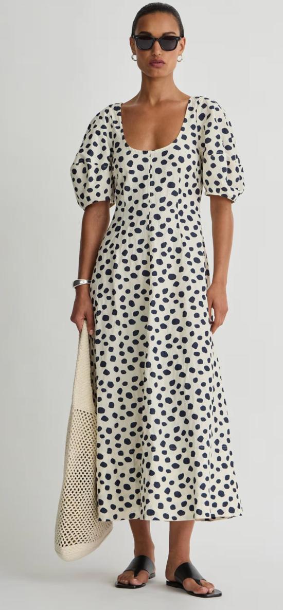  어피스 어파트 롱 원피스 Apiece Apart Anni Scoop Maxi Dress Yayoi 블랙 & 화이트
