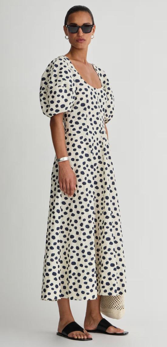  어피스 어파트 롱 원피스 Apiece Apart Anni Scoop Maxi Dress Yayoi 블랙 & 화이트 - APIECE APART