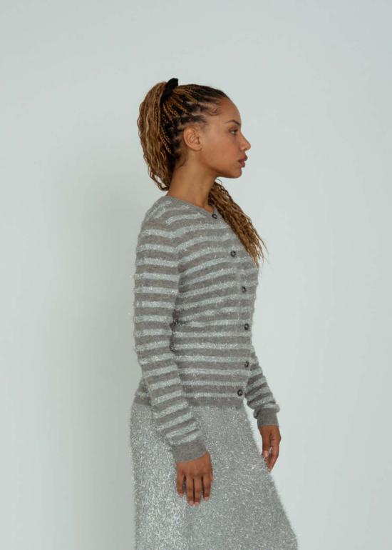  얼루드 가디건 알루드 틴셀 니트  스웨터 실버 틴셀 - ALLUDE