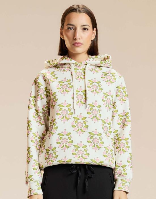  신시아 로리 후드 티셔츠 신시아 로울리 블룸 프린트 후드티 화이트 멀티 - CYNTHIA ROWLEY