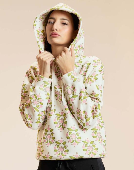  신시아 로리 후드 티셔츠 신시아 로울리 블룸 프린트 후드티 화이트 멀티 - CYNTHIA ROWLEY