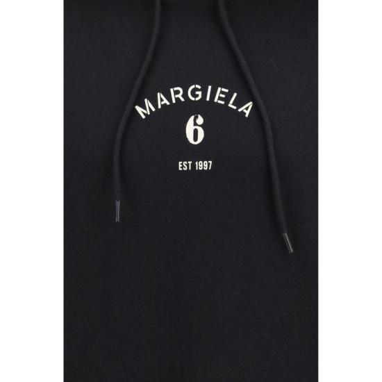  MM6 메종마르지엘라 후드 티셔츠 Mm6 메종 마르지엘라 코튼 후드 스웨트셔츠 블랙 - MM6 MAISON MARGIELA