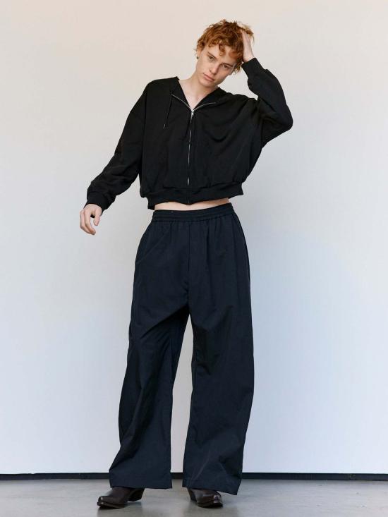  MM6 메종마르지엘라 후드 티셔츠 Mm6 메종 마르지엘라 블랙 코튼 디컨스트럭티드 지퍼 스웨트셔츠