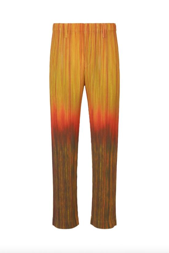 26SS 이세이 미야케 스트레이트 팬츠 Homme Plisse Issey Miyake 페인트 브러시 클로즈업  오렌지 - ISSEY MIYAKE