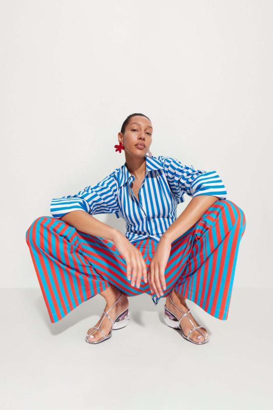  COTTON POPLIN 셔츠 사이먼 밀러 로크 포플린 버튼업 셔츠 블루 스트라이프 - OTHER BRANDS
