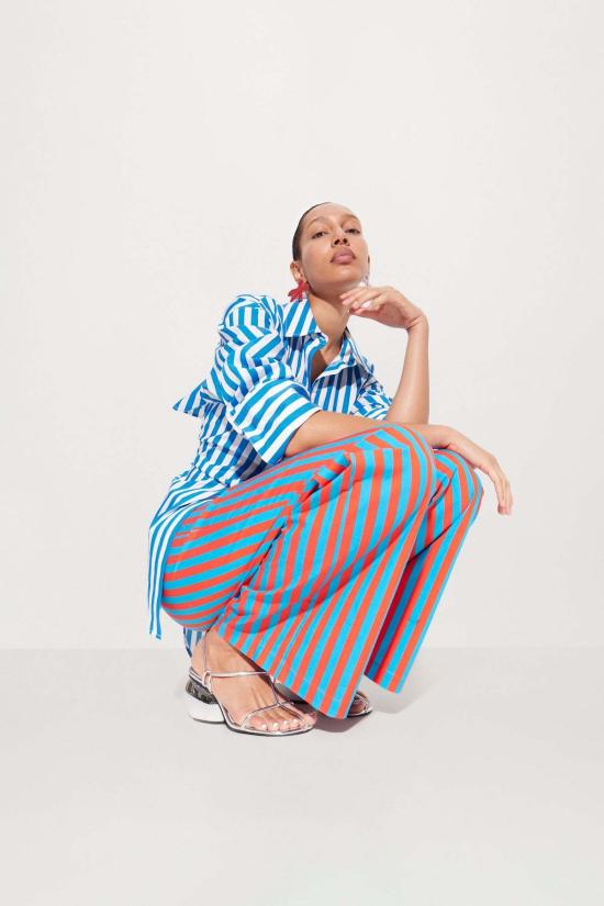  COTTON POPLIN 셔츠 사이먼 밀러 로크 포플린 버튼업 셔츠 블루 스트라이프 - OTHER BRANDS