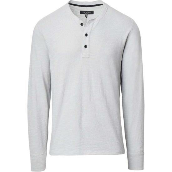  랙앤본 긴팔 티셔츠 Rag & Bone 클래식 플레임 롱 슬리브 헨리 셔츠 하버 그레이