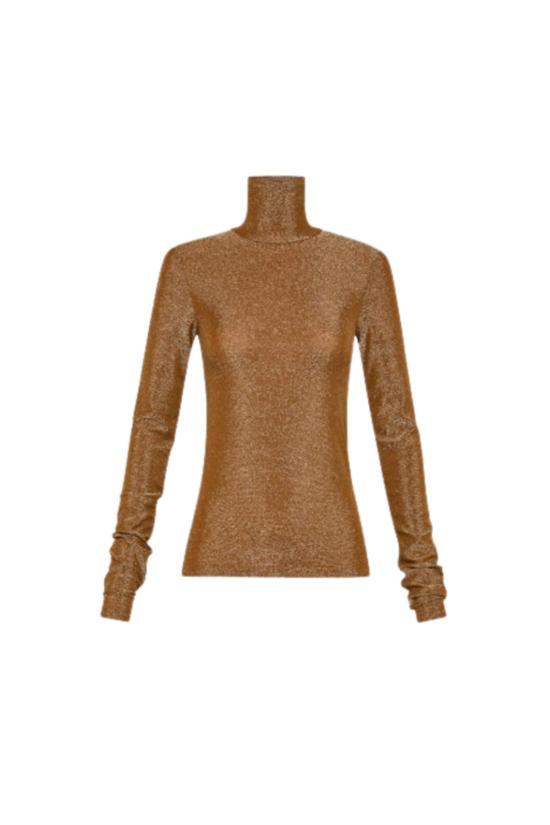  포르테포르테 터틀넥 Forte Forte Lurex 저지 터틀넥 티셔츠 브론즈