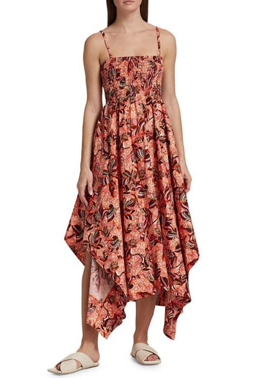  에이엘씨 롱 원피스 A.L.C. 여성 Adriana Cut Out Smocked Asymmetric Maxi Dress 오렌지/로즈 멀티 - A.L.C.