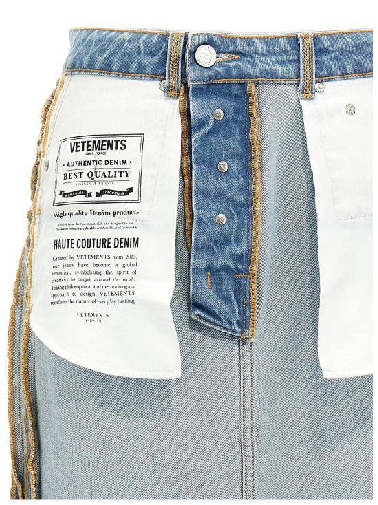  베트멍 데님 스커트 인사이드 아웃 코튼 미니 스커트 라이트 블루 - VETEMENTS