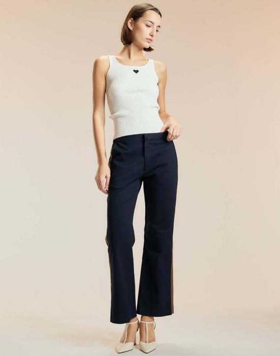  신시아 로리 크롭 팬츠 신시아 로울리 라일리 사이드 스트라이프 크롭 플레어 팬츠 네이비 - CYNTHIA ROWLEY
