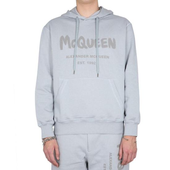 알렉산더 맥퀸 후드 티셔츠 코튼 스웨트셔츠 그레이 - ALEXANDER MCQUEEN