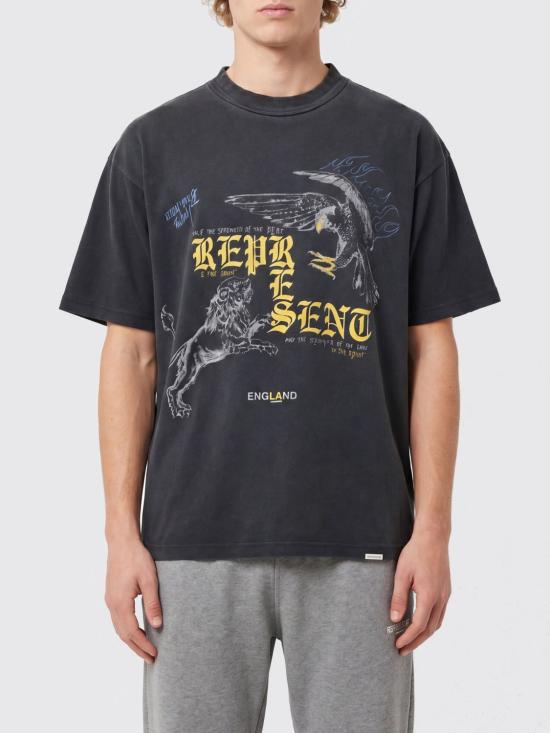 26FW 리프레젠트 반팔 티셔츠 MLM101188 WASHEDBLAC Black