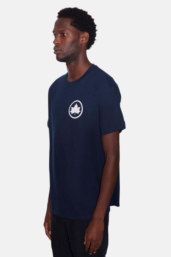  블루&크림 반팔 티셔츠 BNCMFW22 15 NAVY WHITE LEAF INSIGNIA - BLUE&CREAM