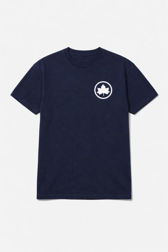  블루&크림 반팔 티셔츠 BNCMFW22 15 NAVY WHITE LEAF INSIGNIA
