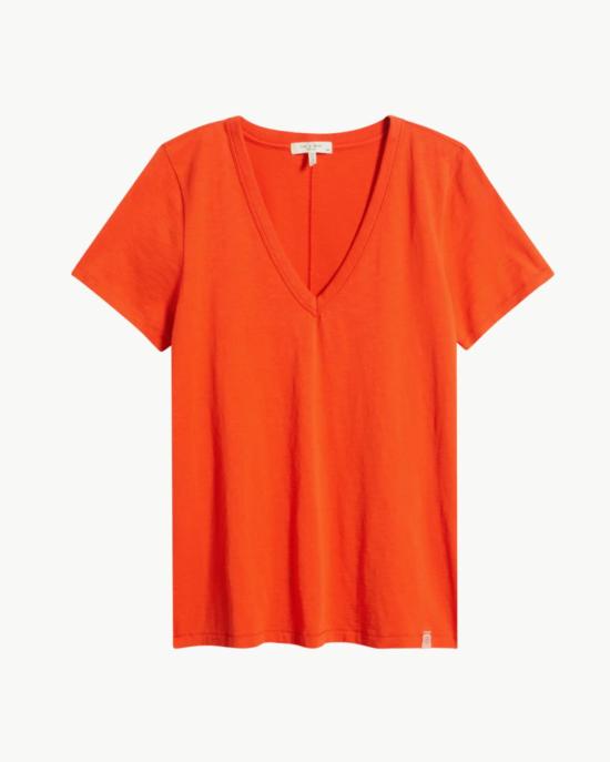  랙앤본 반팔 티셔츠 Rag & Bone 슬럽 비 티셔츠 브라이트 레드