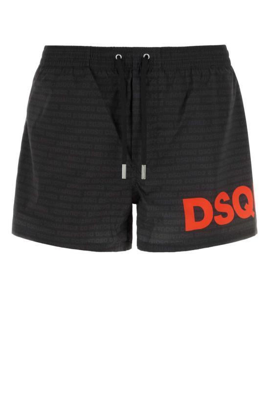  디스퀘어드2 스윔팬츠 Dsquared2 프린트 폴리에스터 수영 반바지 블랙/오렌지