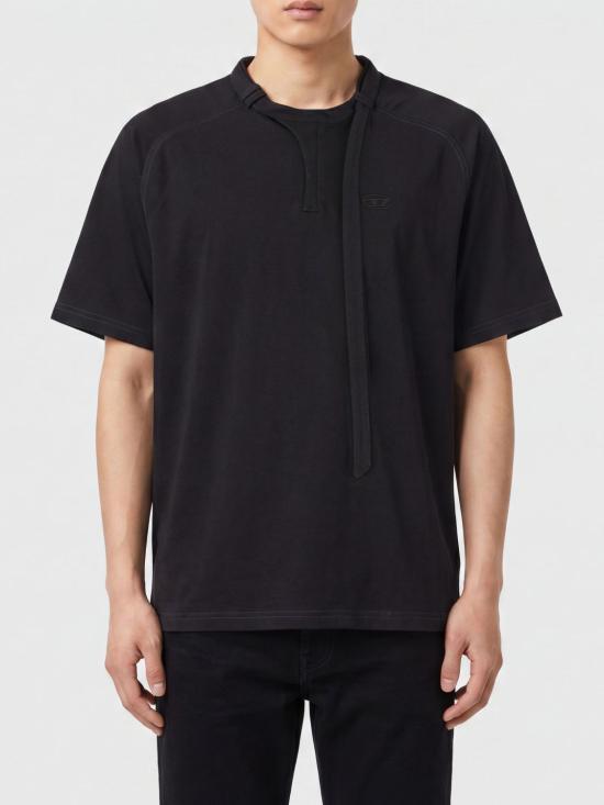 26SS 디젤 T-KAUKO 바이커 넥 스트랩 티셔츠 A229800DECG 9XX Black