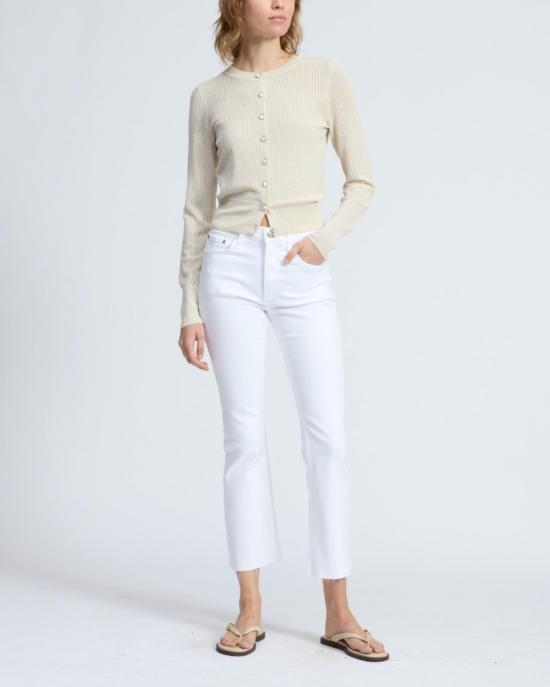  랙앤본 데님 팬츠 Rag & Bone Flexi Peyton 미드 라이즈 앵클 부츠컷 옵틱 화이트
