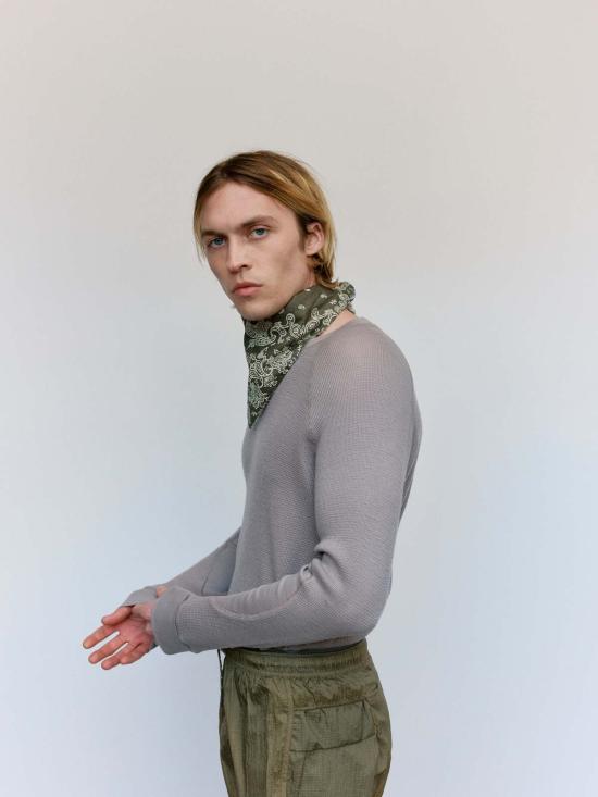  새티스파이 스웨터 Satisfy Running Cloud Merino Waffle Base Layer Moon - SATISFY