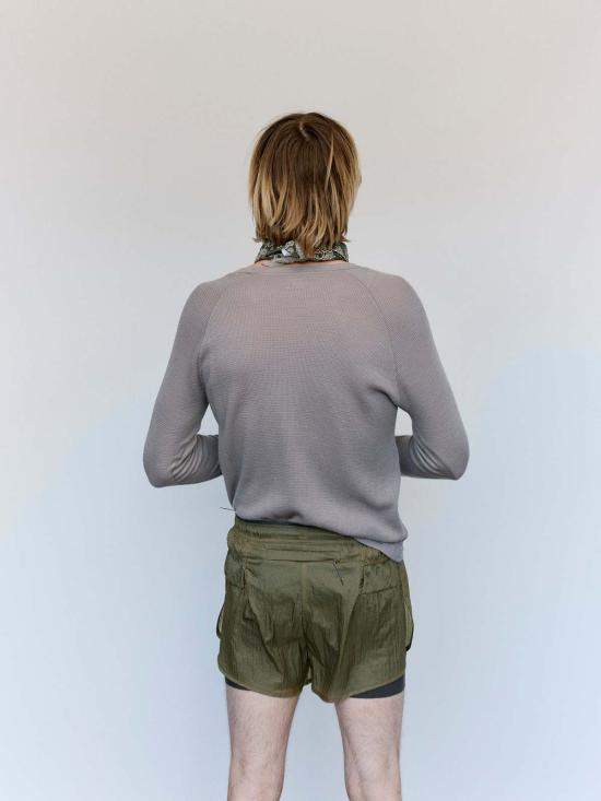  새티스파이 스웨터 Satisfy Running Cloud Merino Waffle Base Layer Moon - SATISFY