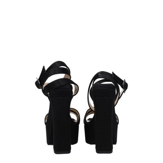  지미추 샌들 가이아 140 새틴 플랫폼  블랙 - JIMMY CHOO