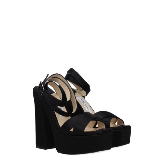  지미추 샌들 가이아 140 새틴 플랫폼  블랙 - JIMMY CHOO