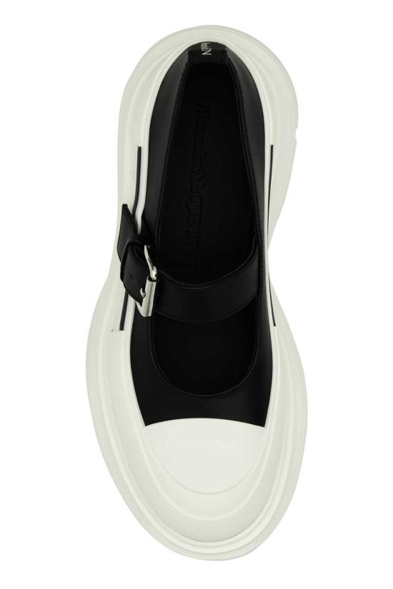  알렉산더 맥퀸 플랫 슈즈 투톤 가죽 및 고무 발레리나 슈즈 블랙/화이트 - ALEXANDER MCQUEEN