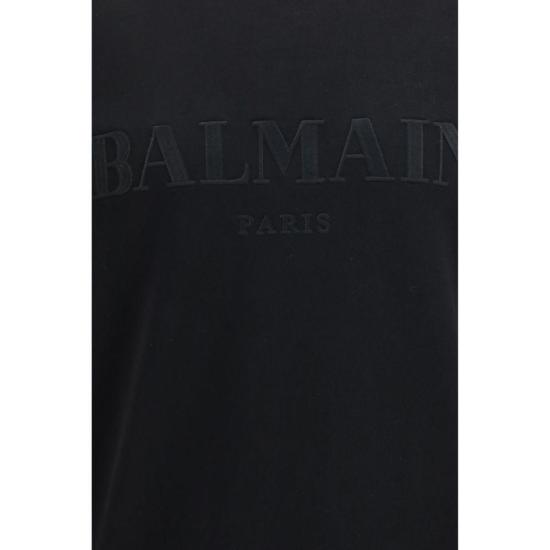  발망 긴팔 티셔츠 빈티지 자수 로고 스웨트셔츠 블랙 - BALMAIN