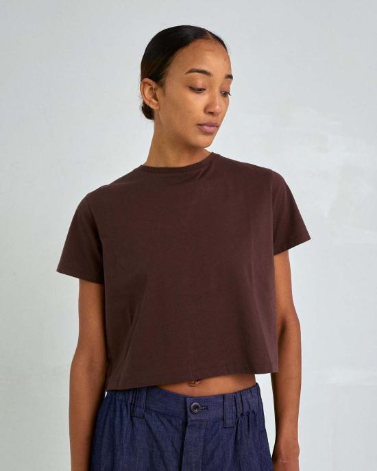  사야카 다비스 뉴욕 반팔 티셔츠 사야카 데이비스 뉴욕 컴팩트 티 브라운 - SAYAKA DAVIS NEW YORK