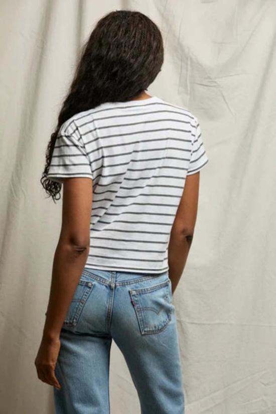  퍼펙트 화이트 티 반팔 티셔츠 에버렛 저지 스트라이프 박시 티 빈티지 블랙 스트라이프 - PERFECT WHITE TEE