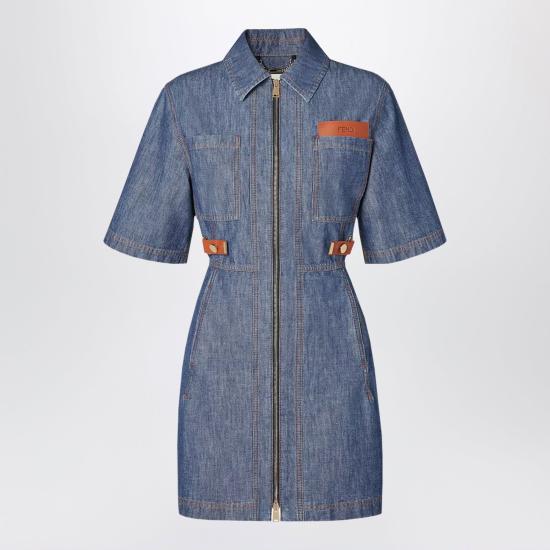 26FW 펜디 미디 원피스 FLD576AW8HF0QB0 Denim Blue