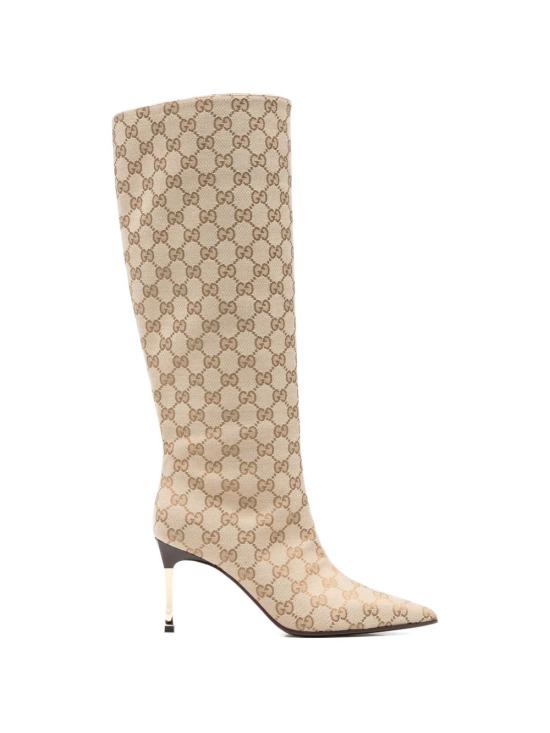 26SS 구찌 GG 캔버스 밤쉘 부츠 865623FAFWD9611 Beige