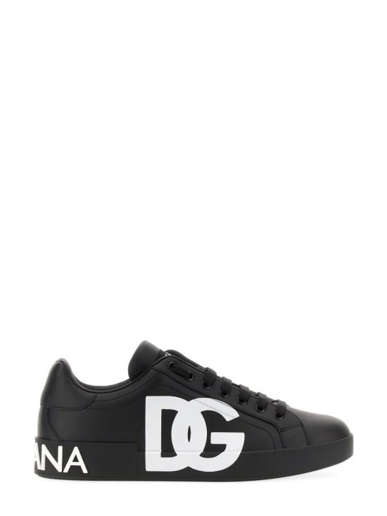 26FW 돌체앤가바나 DG 로고 카프스킨 나파 포르토피노 스니커즈 CS1772AC3308B956 Black - DOLCE & GABBANA