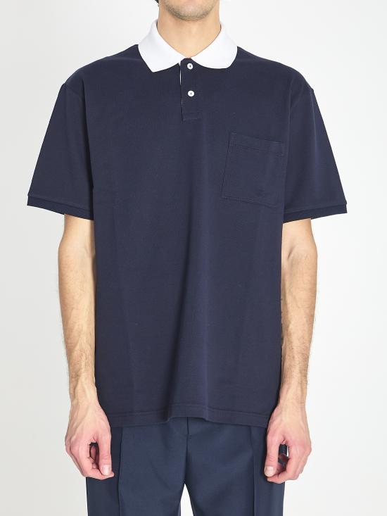 26SS 구찌 스트레치 코튼 피케 폴로 셔츠 854632XJHOG4002 Navy blue