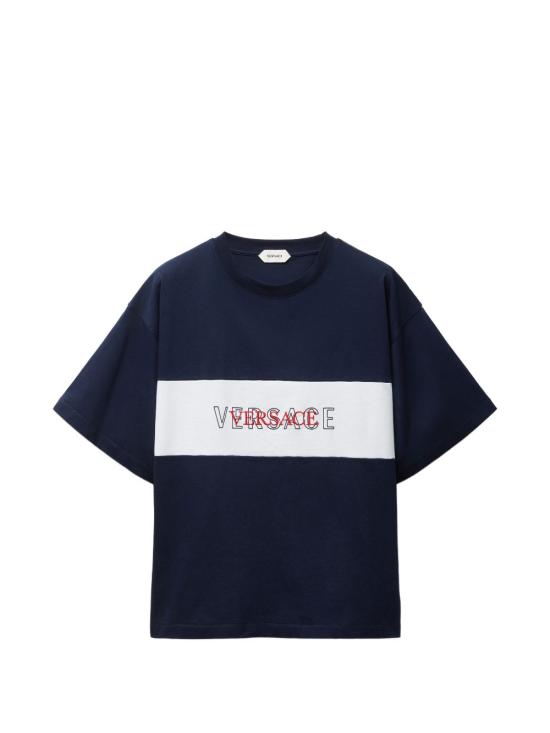 26FW 베르사체 반팔 티셔츠 10259441A183911UI20 Navy blue
