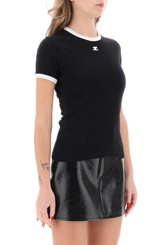 26FW 쿠레쥬 반팔 티셔츠 PERJTS017JS00709901 Black - COURREGES