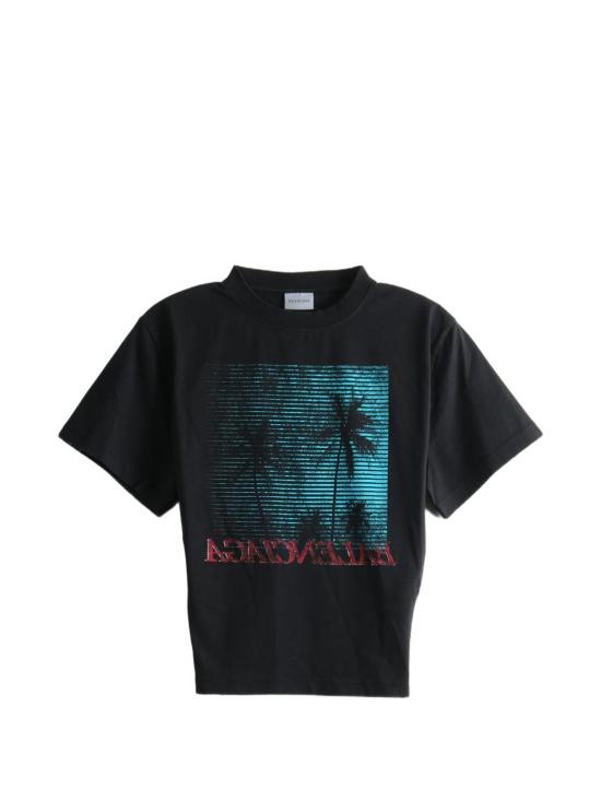 26FW 발렌시아가 빈티지 홀리데이 코튼 티셔츠 A0016UTUVO81000 Black