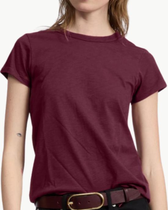  랙앤본 반팔 티셔츠 Rag & Bone The Slub Tee 버건디 - RAG & BONE
