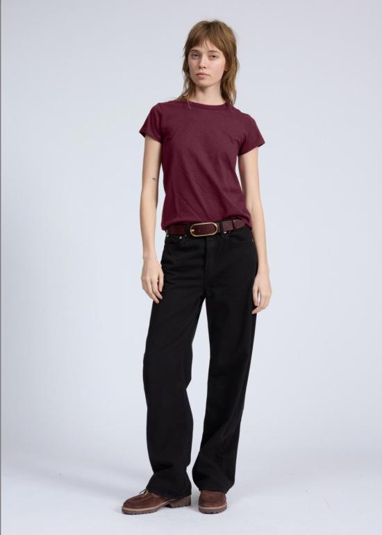  랙앤본 반팔 티셔츠 Rag & Bone The Slub Tee 버건디 - RAG & BONE