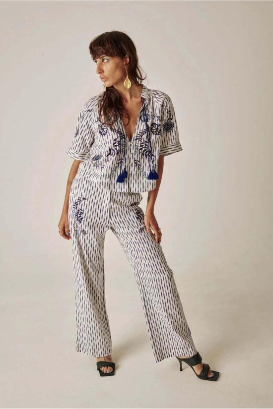  캐롤리나 케이 팔라초 팬츠 Carolina K 라피스 팬츠 Ikat Blue