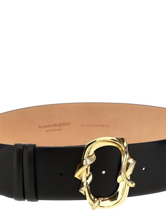  알렉산더 맥퀸 벨트 카우하이드 레귤러  블랙 - ALEXANDER MCQUEEN