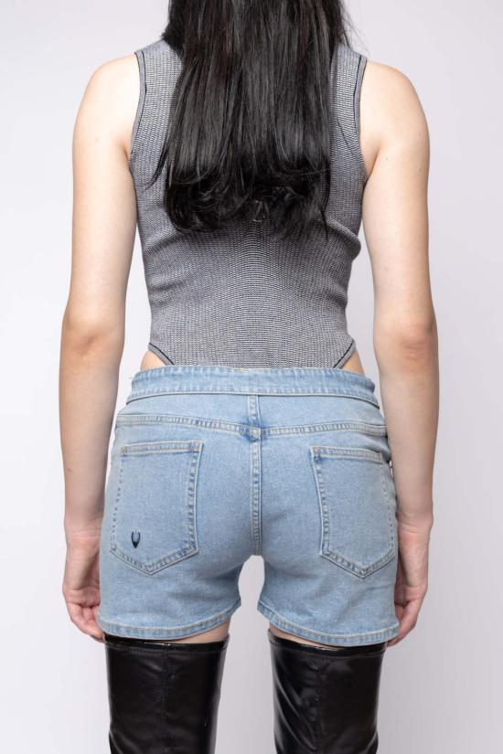  팽 바디수트 티셔츠 팡 에센셜 리브드 바디수트 블랙/화이트 - FANG