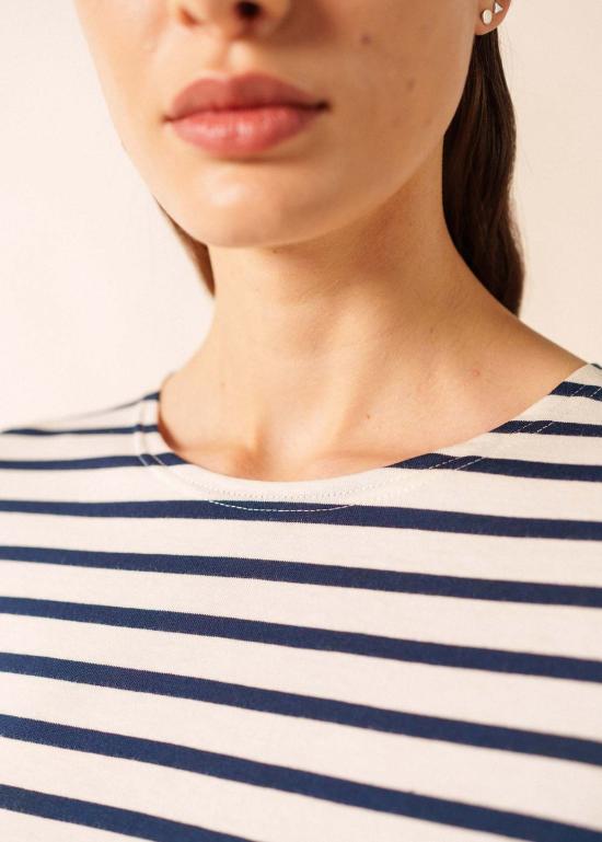  세인트제임스 긴팔 티셔츠 Saint James Minquidame Breton 셔츠 Ecru/Navy - SAINT JAMES