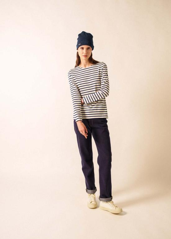  세인트제임스 긴팔 티셔츠 Saint James Minquidame Breton 셔츠 Ecru/Navy - SAINT JAMES