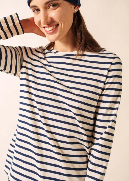  세인트제임스 긴팔 티셔츠 Saint James Minquidame Breton 셔츠 Ecru/Navy - SAINT JAMES